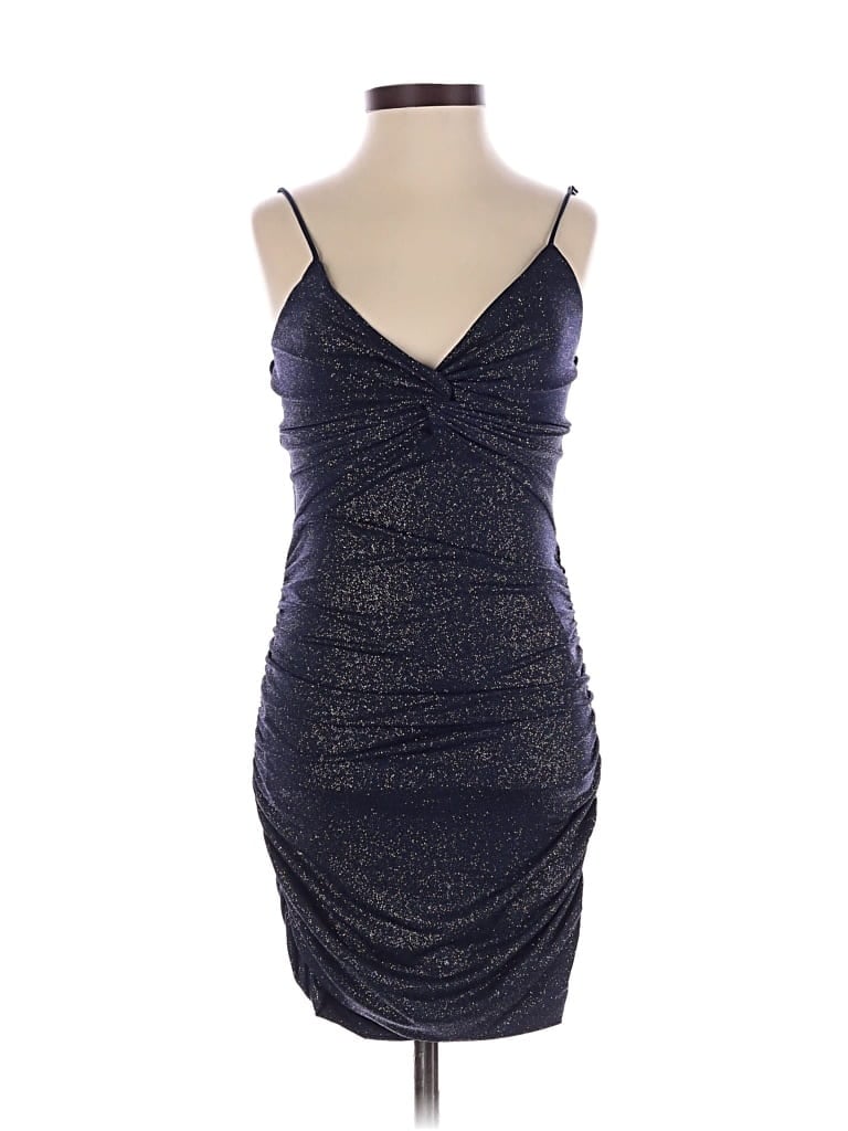 Lucy In The Sky Cocktail Dress - Bodycon: Blue Metallic Pattern Dresses - Used - Size X-Small