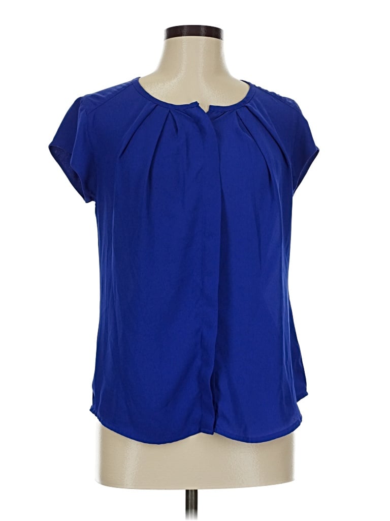 Pre-owned Larry Levine Short Sleeve Blouse In Blue