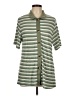 Shein Stripes Green Short Sleeve Button-Down Shirt Size L - photo 1