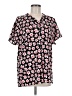 CAbi 100% Polyester Floral Black Short Sleeve Blouse Size M - photo 1