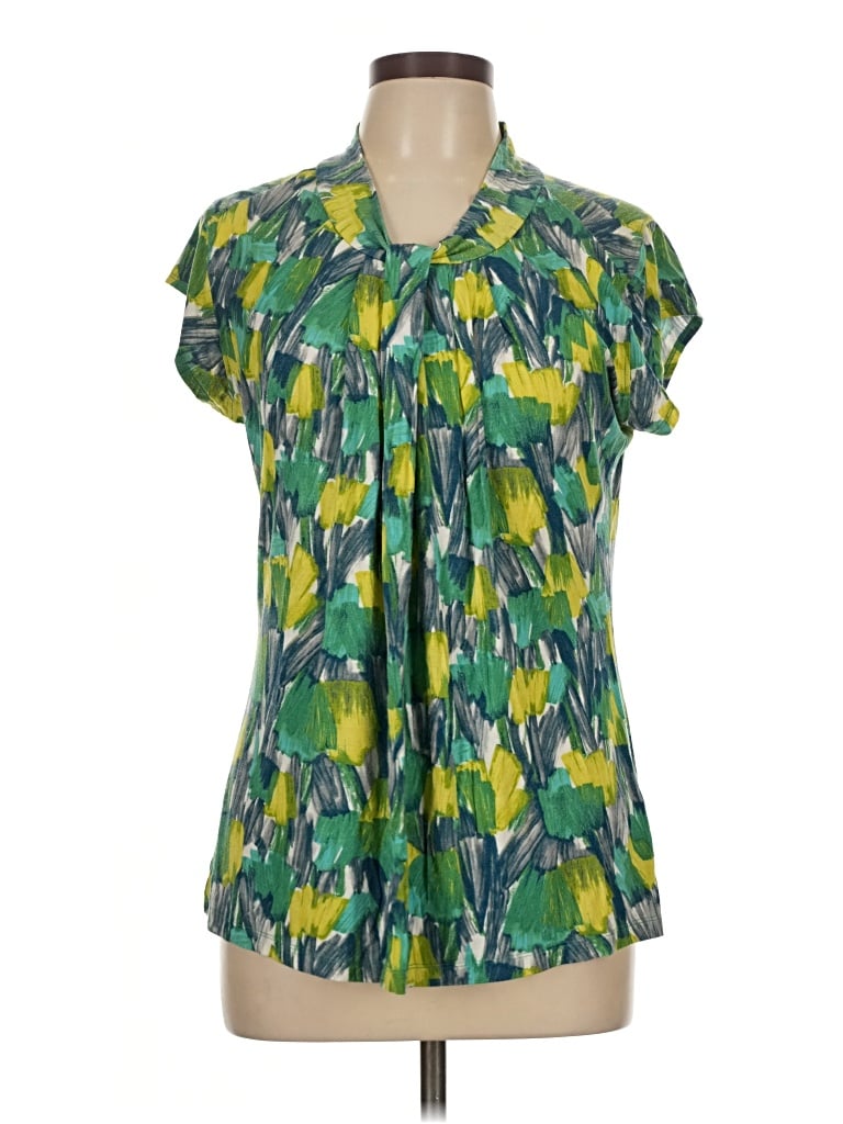 Pre-owned Apostrophe Short Sleeve Blouse In Green