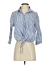 Assorted Brands Stripes Blue 3/4 Sleeve Button-Down Shirt Size S - photo 1