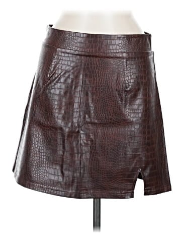 Blue Rain Faux Leather Skirt (view 1)
