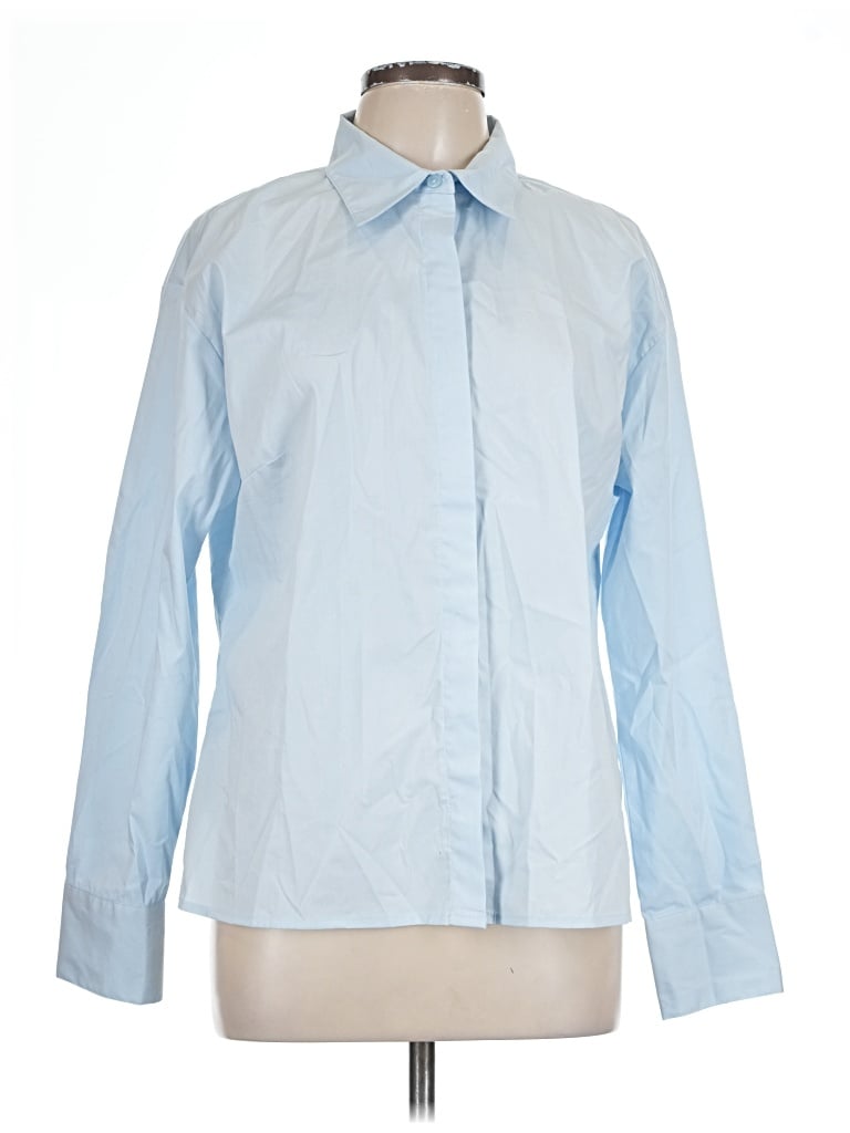 Pre-owned Kut From The Kloth Long Sleeve Button Down Shirt In Blue