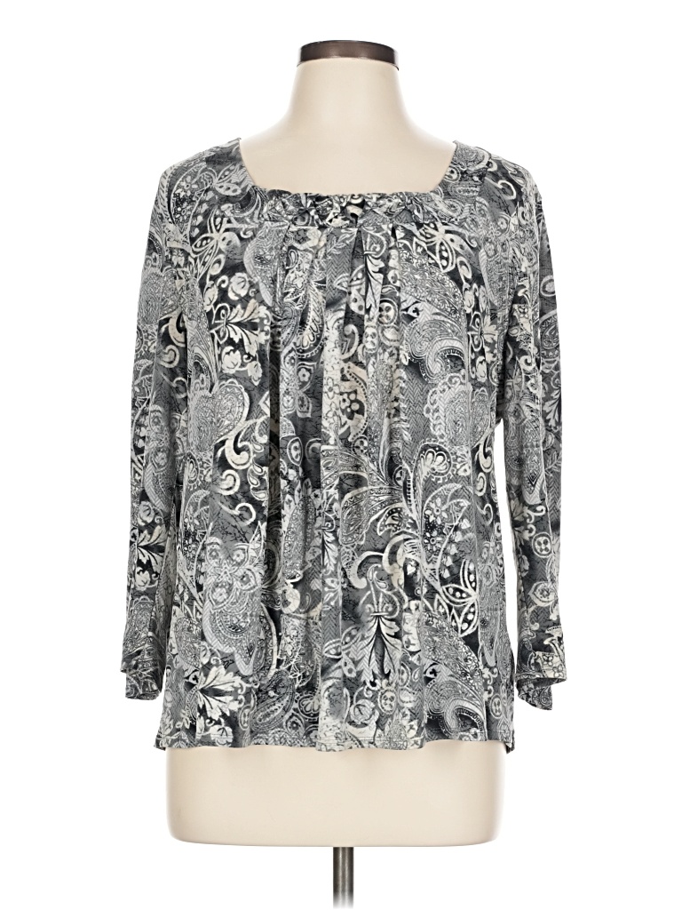 Pre-owned Hampshire Studio 3/4 Sleeve Blouse In Gray