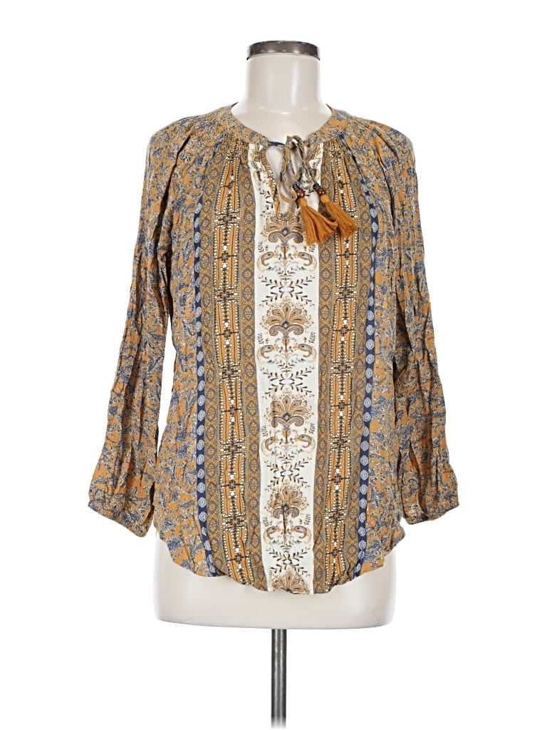 Pre-owned Mason & Belle 3/4 Sleeve Blouse In Brown