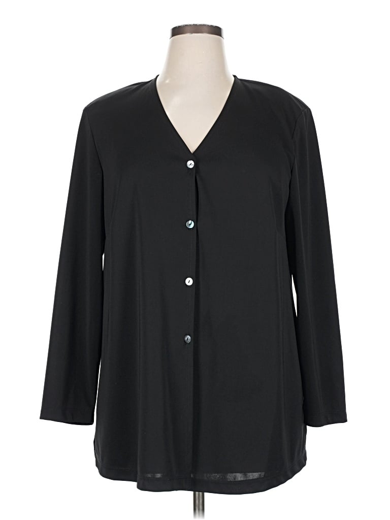 Pre-owned Hillard & Hanson 3/4 Sleeve Blouse In Black