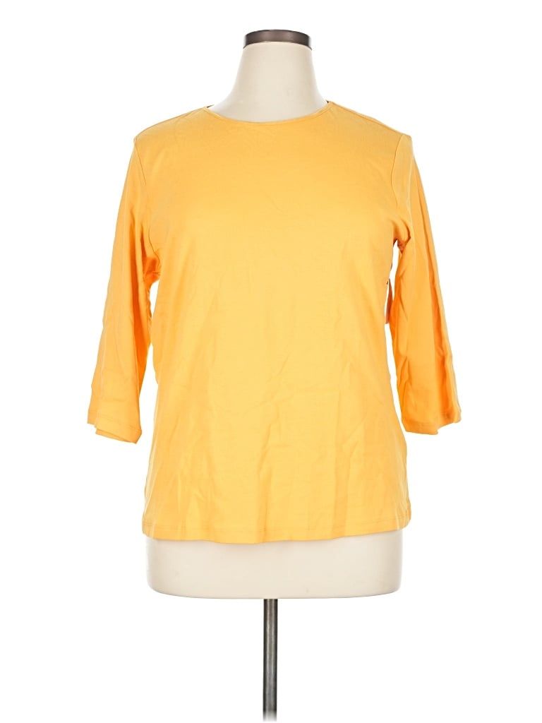 Christopher & Banks 3/4 Sleeve T-shirt In Yellow