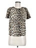 Mika & Gala Animal Print Brown Ivory Short Sleeve Blouse Size 8 - photo 1