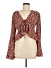 Shein 100% Polyester Burgundy Long Sleeve Blouse Size 6 - photo 1