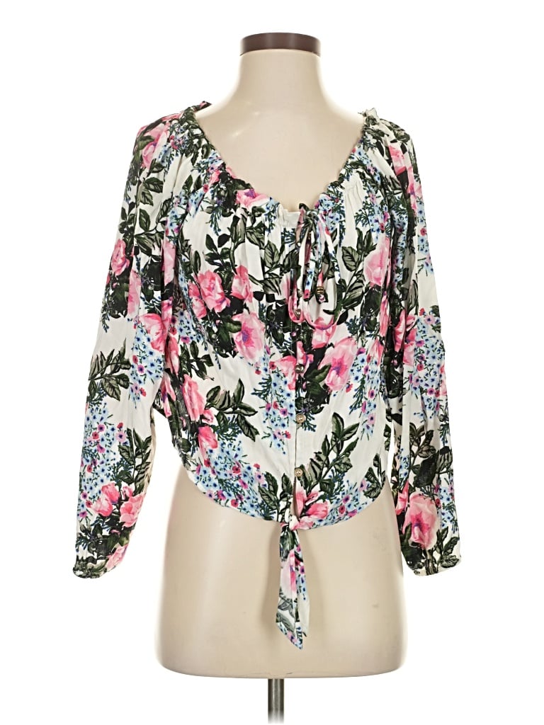 Pre-owned Altar'd State Long Sleeve Blouse In White