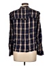 Zara 100% Polyamide Plaid Blue Long Sleeve Blouse Size L - photo 2