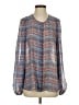 BCBGMAXAZRIA 100% Silk Tweed Blue Long Sleeve Silk Top Size S - photo 1