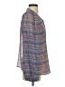 BCBGMAXAZRIA 100% Silk Tweed Blue Long Sleeve Silk Top Size S - photo 4