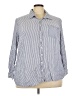 Faded Glory 100% Rayon Stripes Blue Long Sleeve Button-Down Shirt Size 3X - photo 1