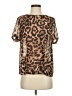 Shein Animal Print Brown Short Sleeve Blouse Size 4 - photo 1