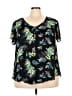 Torrid 100% Polyester Tropical Black Short Sleeve Blouse Size 2X Plus (2) - photo 1