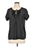 Maison Scotch 100% Polyester Solid Gray Short Sleeve Blouse Size Lg (3) - photo 1