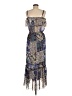 Bebe 100% Polyester Paisley Purple Blue Cocktail Dress Size M - photo 2