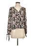 Lily Black 100% Polyester Floral Pink Long Sleeve Blouse Size S - photo 1