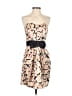 H&M 100% Polyester Floral Tan Cocktail Dress Size 8 - photo 1