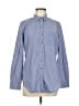 Sandra 100% Cotton Chevron-herringbone Blue Long Sleeve Button-Down Shirt Size M - photo 1