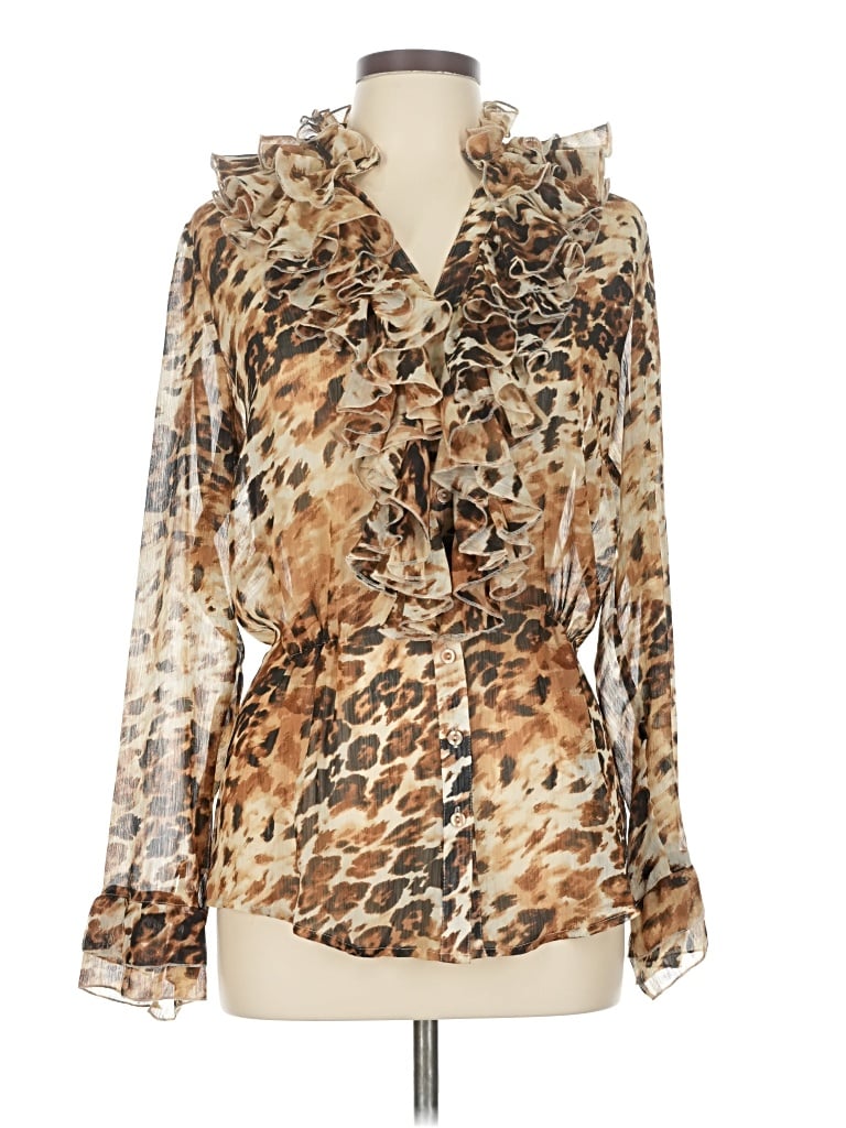 Pre-owned Spiegel Long Sleeve Blouse In Brown