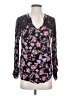Democracy 100% Rayon Floral Black Long Sleeve Blouse Size S - photo 1