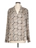 Lewit Animal Print Ivory Long Sleeve Silk Top Size L - photo 1