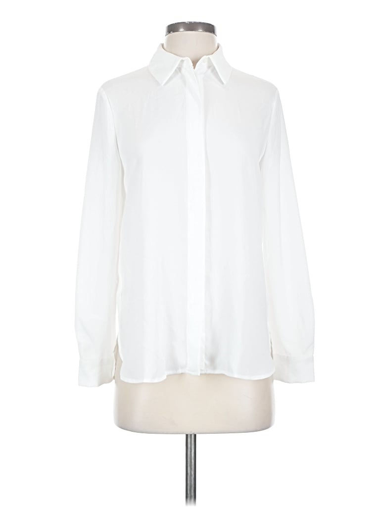 Pre-owned Mng Long Sleeve Blouse In White