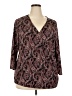 Roz & Ali 100% Polyester Paisley Brown 3/4 Sleeve Blouse Size 3X - photo 1