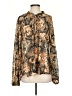 Free People Animal Print Gold Long Sleeve Blouse Size XS - photo 1