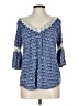 G Collection Blue 3/4 Sleeve Blouse Size L - photo 1