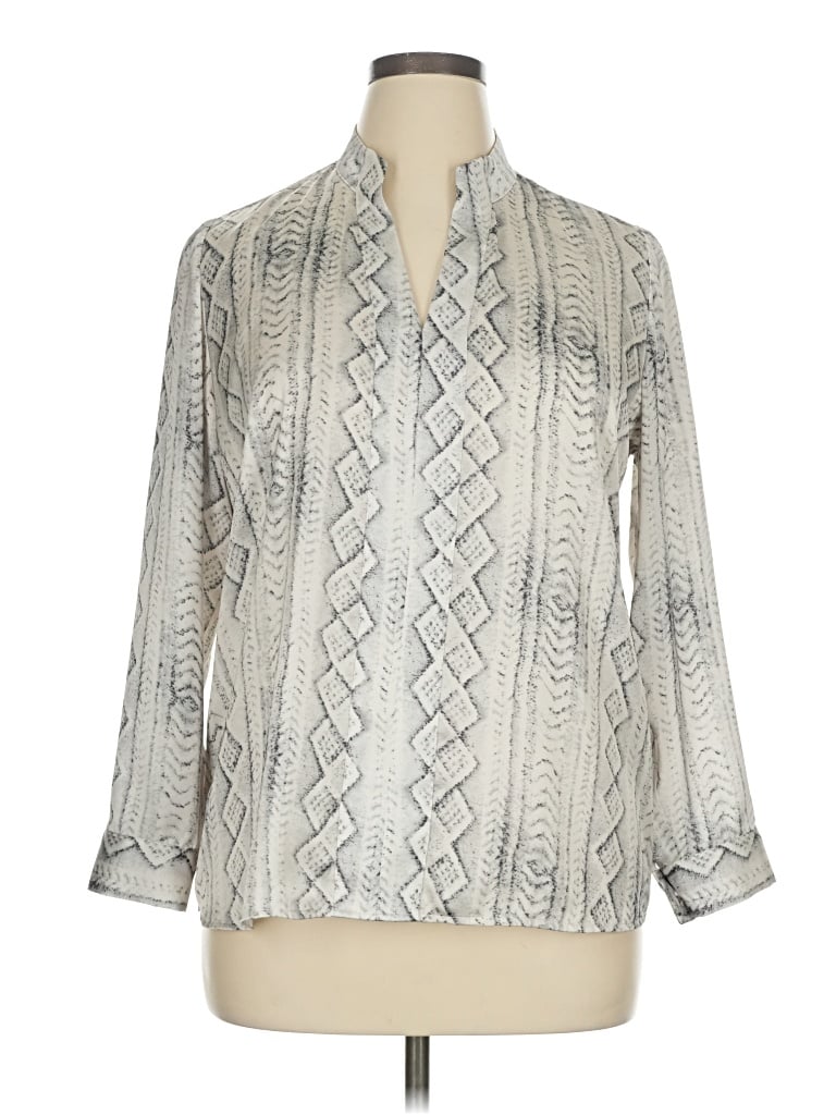 Pre-owned Norm Thompson Long Sleeve Blouse In White