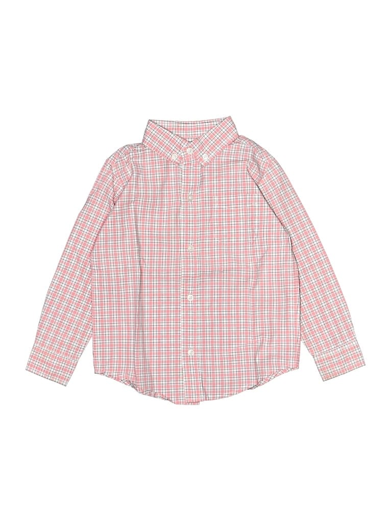 Pre-owned Janie And Jack Kids' Long Sleeve Button Down Shirt In Pink