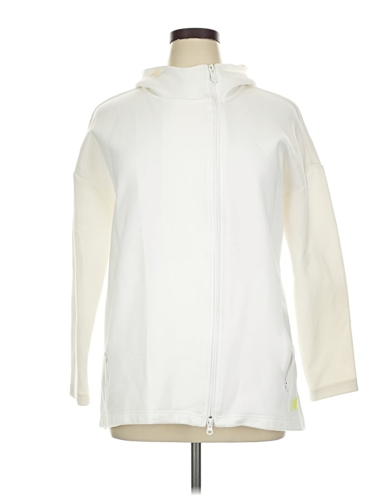 Pre-owned New Balance Zip Up Hoodie In White