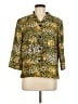 Silkland Animal Print Gold 3/4 Sleeve Button-Down Shirt Size 6 - photo 1