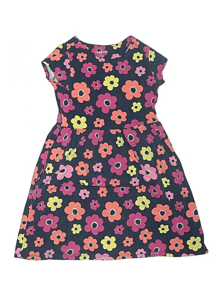 Pre-owned Lands' End Kids'  Dress In Blue