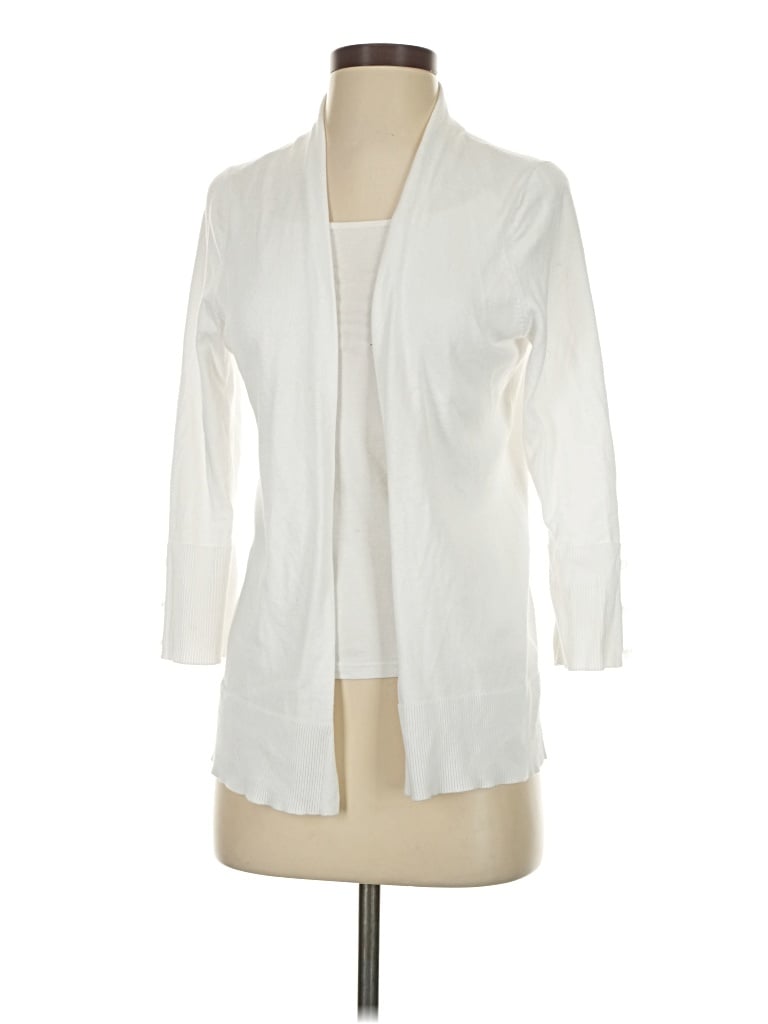 Pre-owned Evolution By Cyrus Cardigan Sweater In White