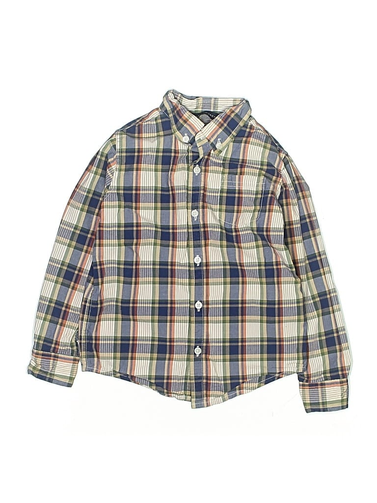 Pre-owned Janie And Jack Kids' Long Sleeve Button Down Shirt In Blue