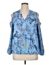 maette 100% Polyester Floral Blue Sleeveless Blouse Size XL - photo 1
