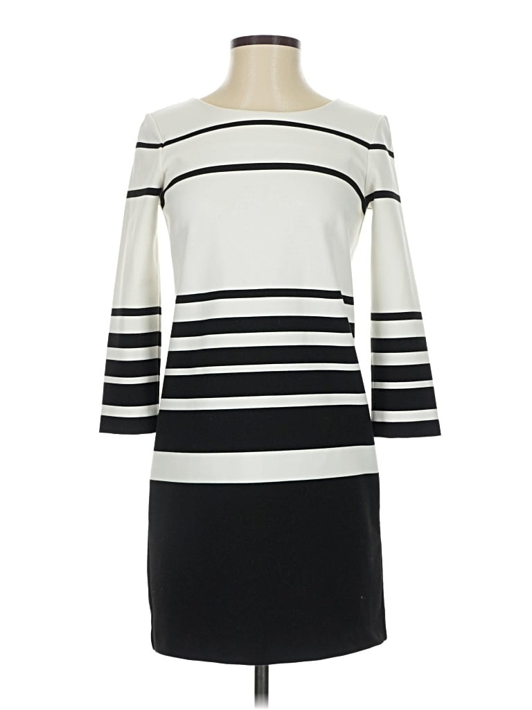 Club Monaco Casual Dress - Sweater Dress: Ivory Stripes Pattern Dresses - Used - Size 00
