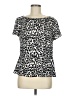 Ann Taylor 100% Polyester Animal Print Silver Black Short Sleeve Blouse Size 8 - photo 1