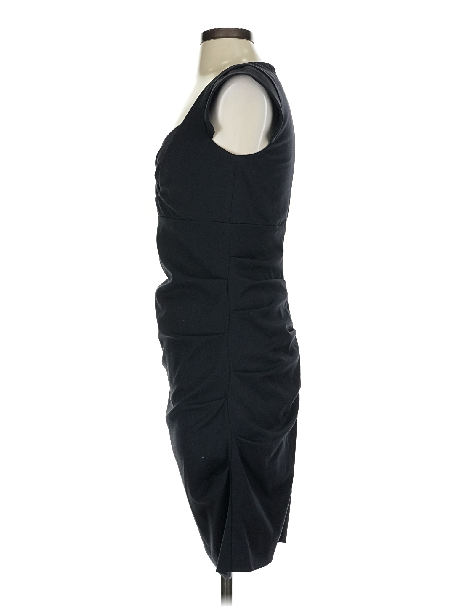 nicole miller little black dress Women's V-Neck Linen Blend Mini / M embellished collar and sleeves and dual side seam pockets Nicole Miller - Bodycon Classic