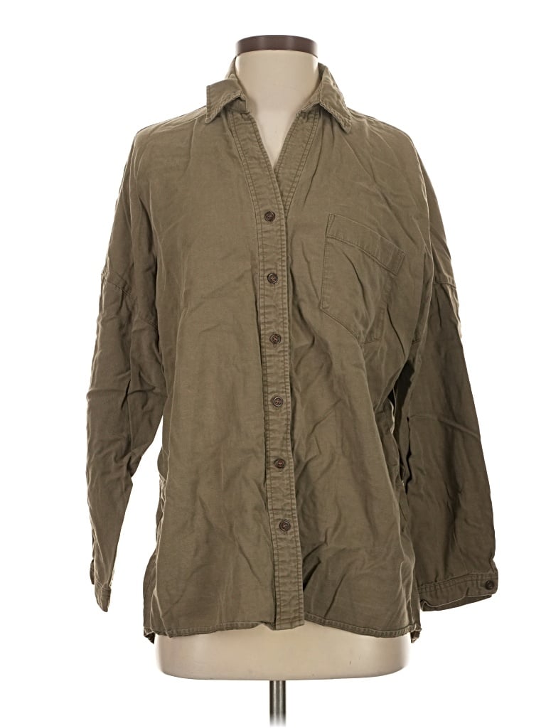 Pre-owned Moussy Long Sleeve Button Down Shirt In Tan