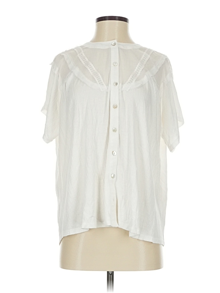 Pre-owned Daytrip Short Sleeve Blouse In White