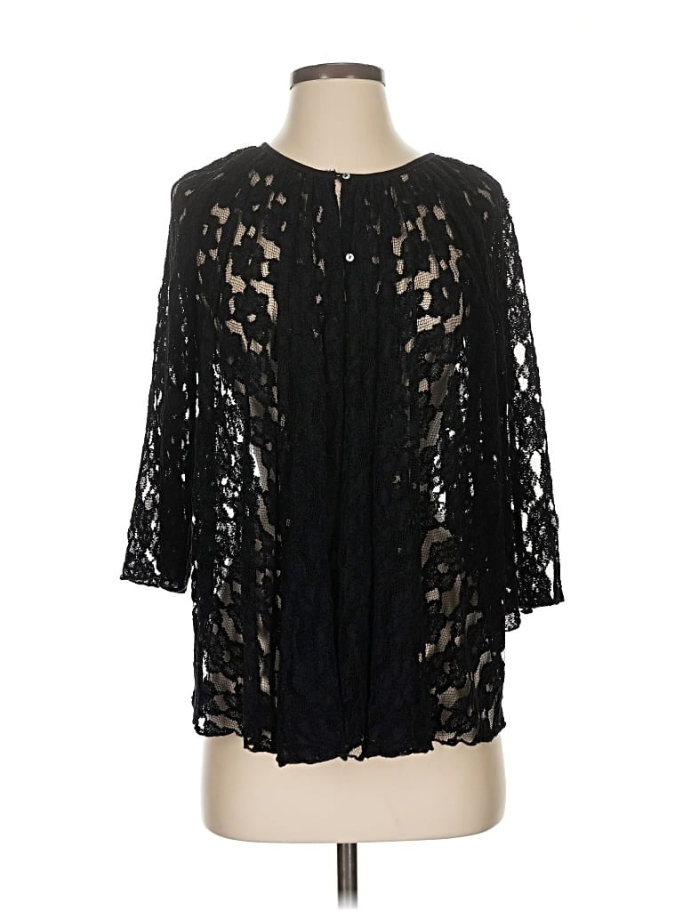 Pre-owned Deletta 3/4 Sleeve Blouse In Black