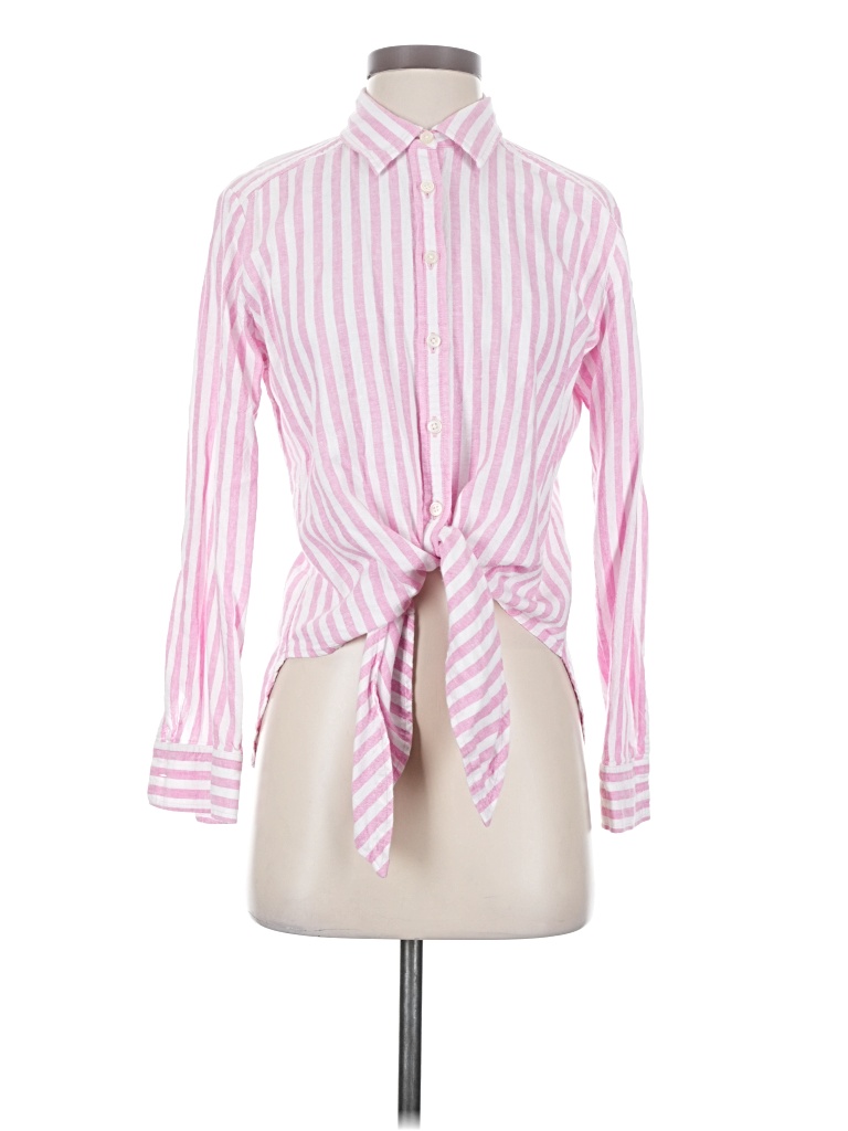 Pre-owned Ann Taylor Loft Long Sleeve Blouse In Pink