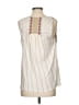 One September 100% Rayon White Tan Sleeveless Blouse Size S - photo 2