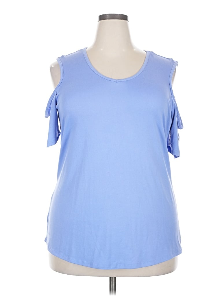 Pre-owned Just Be ... Short Sleeve Top Blue Cold Shoulder Neckline Tops